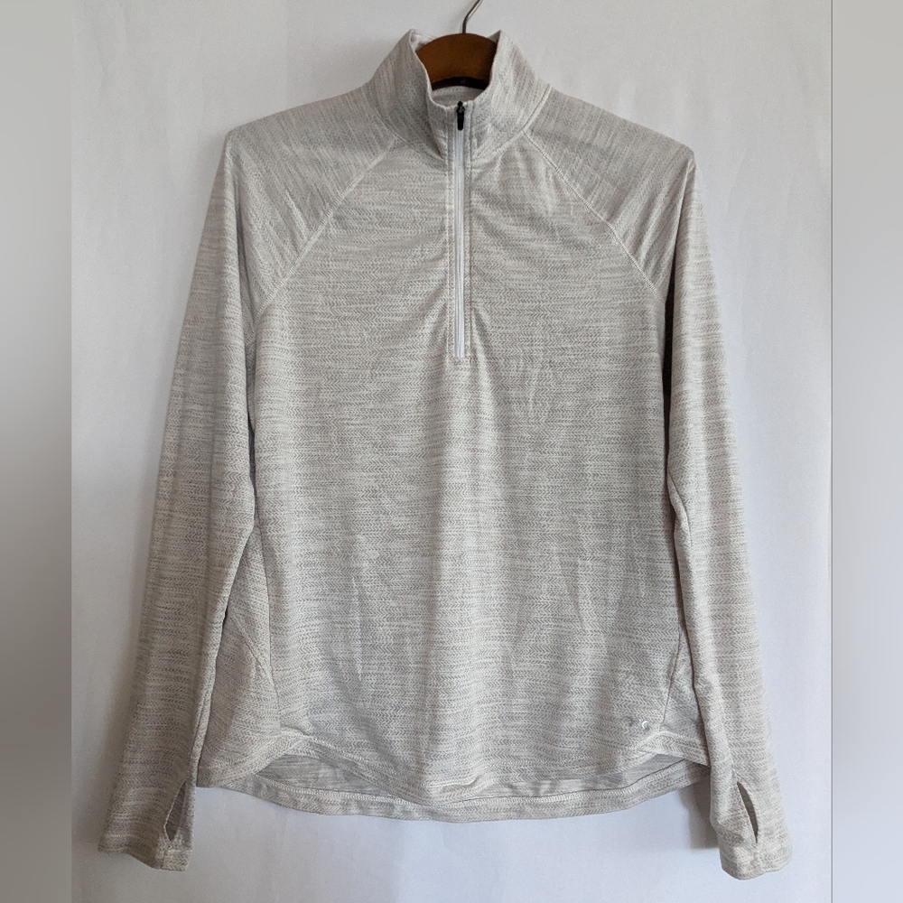 DSG Small White Gray Quarter-Zip Pullover Activewear Top Lightweight